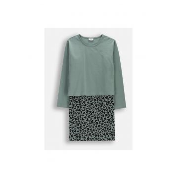 Rochie  midi - verde - abstract - Verde