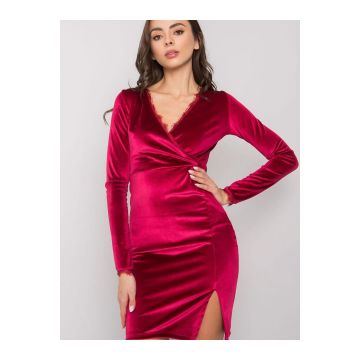 Rochie Mini din Catifea Burgundy cu Decolteu Wrap și Fantă Laterală – Elegantă 2026