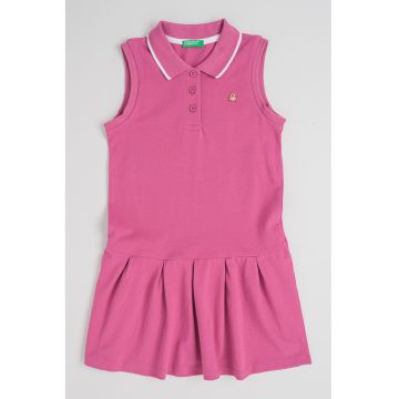 Rochie polo cu fenta cu nasturi - Lila