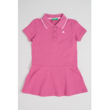 Rochie polo cu fenta cu nasturi - Roz