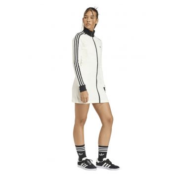 Rochie scurta cu fermoar si logo - Alb fildes/Negru
