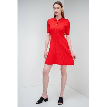 Rochie scurta cu model torsade - Rosu