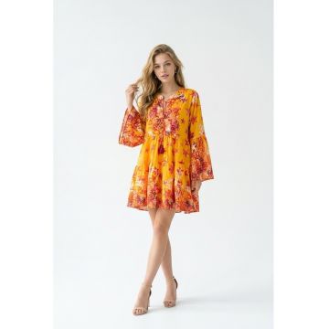 Rochie scurta de vara din bumbac cu imprimeu Amalfi - Portocaliu