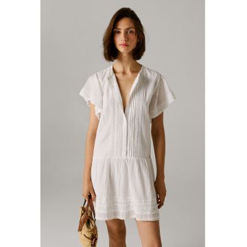Rochie scurta dreapta cu maneci fluture - Alb