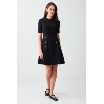 Rochie slim fit evazata - Negru/Argintiu