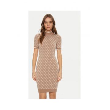 Rochie tricotata cu guler scurt