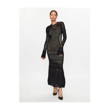 Rochie tricotata de dama  negru - maneca lunga -
