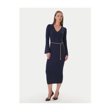 Rochie tricotata -  Lana - fermoar - bleumarin