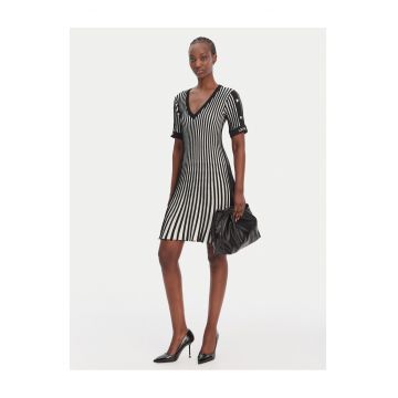 Rochie  tricotata - maneca scurta - neagra - 65% viscoza - 35% poliamida