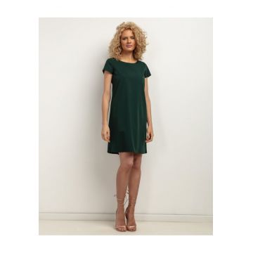 Rochie uni cu pliu inversat pe spate T441