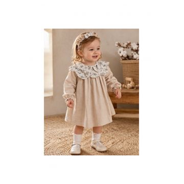 Rochita bebe fetita cu bentita din muselina eleganta lejera