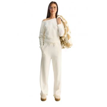 Compleu dama -  set din doua piese - guler asimetric - talie inalta - gri deschis