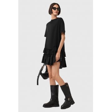 Rochie asimetrica cu volane Feyre - Negru