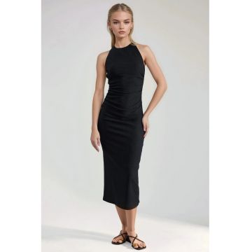 Rochie Bodycon Midi  Neagra - Eleganta - poliester/elastan