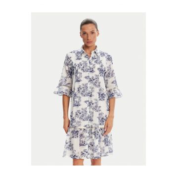 Rochie Camasa  alb - bleumarin - material de calitate