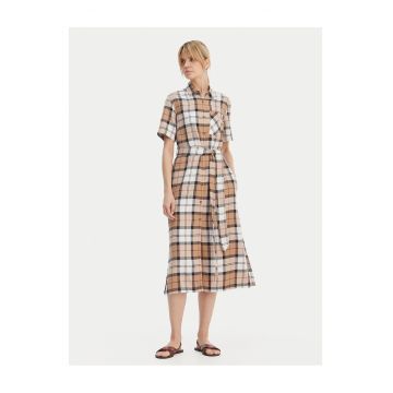 Rochie camasa  carouri - bej - 70% lyocell