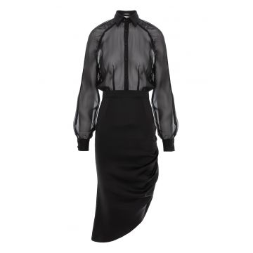 Rochie camasa din matase cu maneci raglan