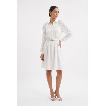 Rochie camasa midi cu maneci reglan si curea