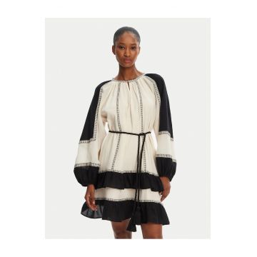 Rochie casual de dama  negru - ecru