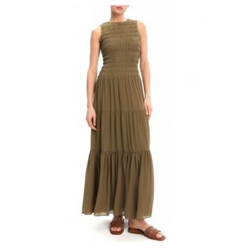 Rochie dama - cu volane -  poliester - kaki