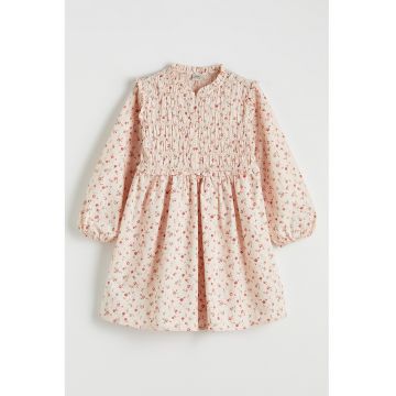 Rochie de bumbac cu model floral - Roz