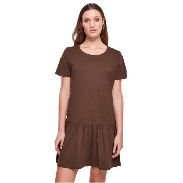 Rochie de bumbac cu terminatie evazata - Maro inchis