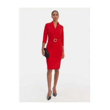 Rochie de cocktail -  rosie - poliester - fermoar