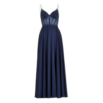 Rochie de seara -  bleumarin - poliester - cu fermoar