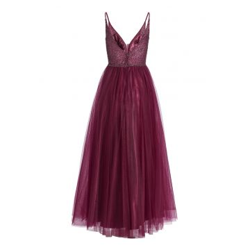 Rochie de seara -  bordeaux - nylon - fermoar