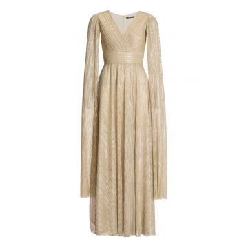 Rochie de seara -  leagan - fermoar - auriu - 55% poliester - 45% fibre metalice