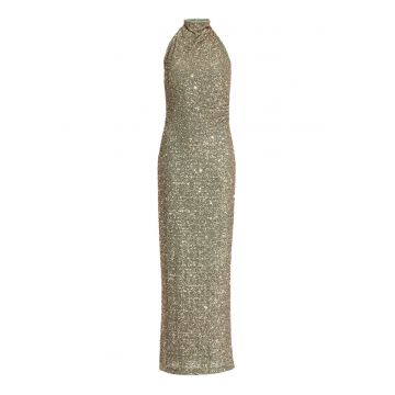 Rochie de seara -  poliester - fermoar - verde