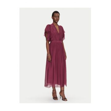 Rochie de vara -  viscoza si matase - bordeaux -