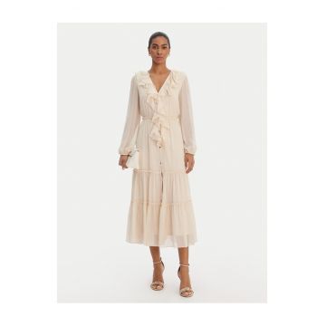 Rochie de zi -  poliester - roz - cu nasturi
