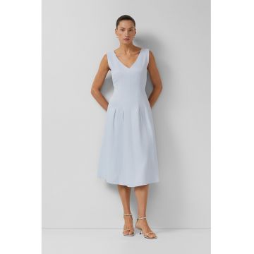 Rochie din amestec de in cu buzunare - Albastru glaciar