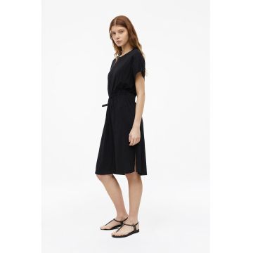 Rochie din amestec de modal cu talie ajustabila - Negru