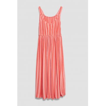 Rochie evazata cu model in dungi - Rosu deschis/Roz