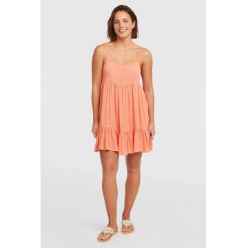 Rochie evazata cu model uni Rille - Roz somon