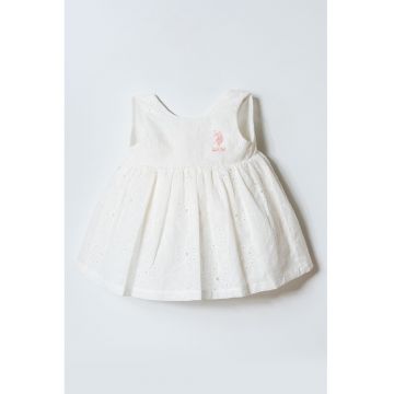 Rochie evazata din dantela Sangallo - Alb murdar