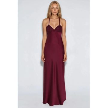 Rochie Maxi -  Decolteu Inima - Rosu - Poliester