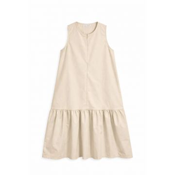 Rochie Maxi -  detalii cu volane - bumbac/poliester - crem