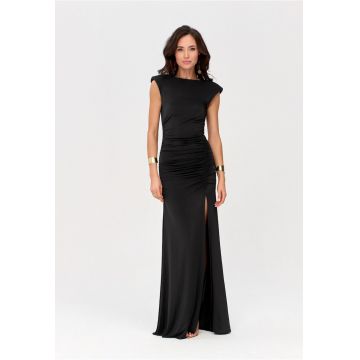 Rochie maxi drapata cu umeri intariti Aurelia