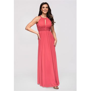 Rochie maxi evazata din chiffon - Pentru Femei - Roz