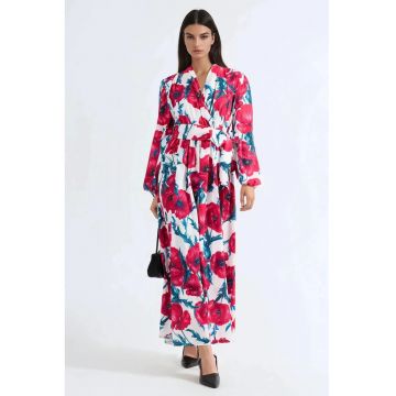 Rochie Maxi -  Floral - Multicolor - Poliester - Maneca lunga