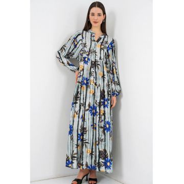 Rochie maxi  gri inchis - maneca lunga - 100% viscoza