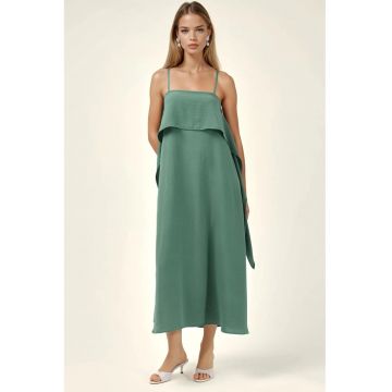 Rochie Maxi -  maneci lungi - verde - poliester