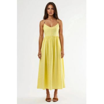 Rochie midi A-Line  galben - modal/poliester