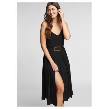 Rochie midi cu slit pe picior si bust drapat Simba