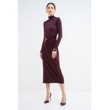 Rochie midi cu un cordon Louisa - Violet tyrian