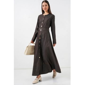 Rochie midi  din denim - gri inchis