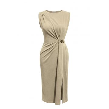 Rochie midi -  eleganta - kaki - modal/poliester